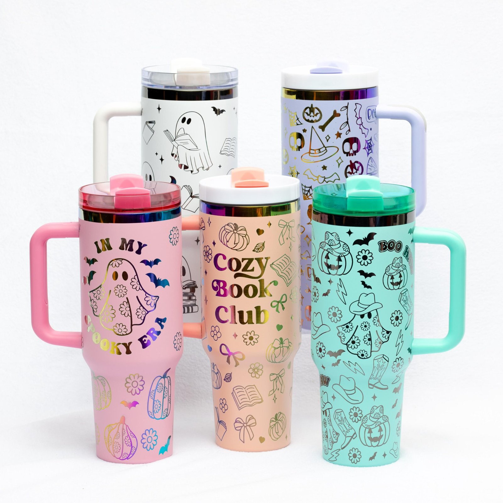 ANYZOO - Mug de Voyage Isotherme d'Halloween avec Paille et Poignée - 40 oz